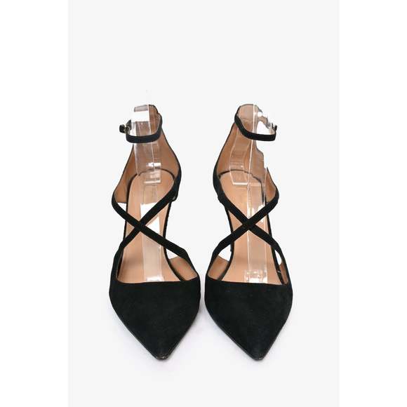 Aquazzura Black Suede Strappy Pointed Toe Pumps Size 38 - Picture 3 of 3